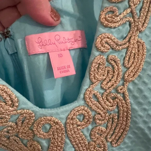 EUC LILLY PULITZER Suzette Shift Dress Serene Blue | 10 - Picture 6 of 8